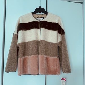 Faux Fur and Faux Shearling Jacket XS